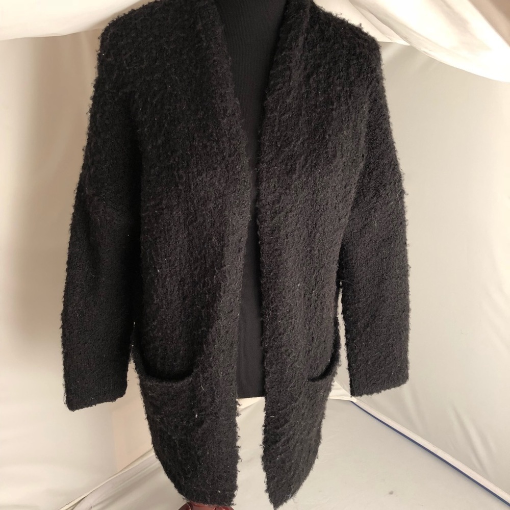 Matty M black open cardigan sweater with pockets